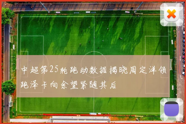 中超第25轮跑动数据揭晓周定洋领跑泽卡向余望紧随其后